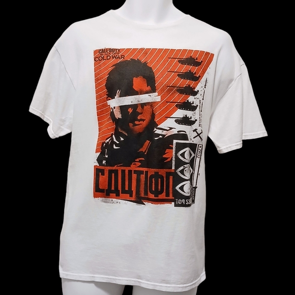 Call of Duty Shirt Mens Size Large Black Ops Cold War White Short Sleeve T-Shirt - Picture 1 of 4
